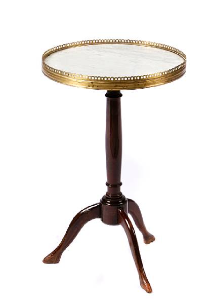 Appraisal: A pair of brass galleried side tables late th century