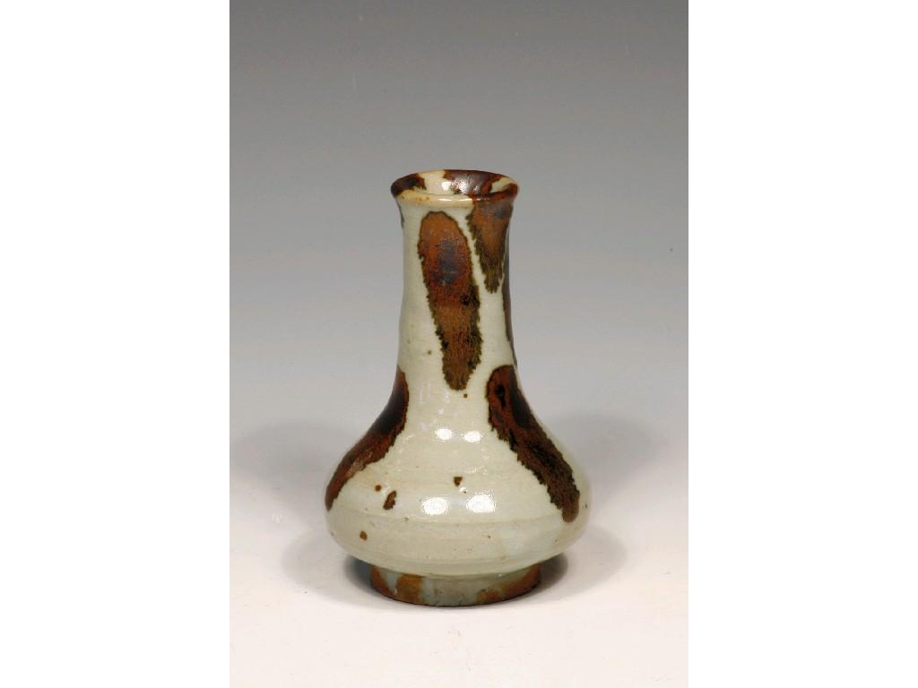 Appraisal: A CHINESE EARTHENWARE BOTTLE-SHAPED VASE covered in a grey green