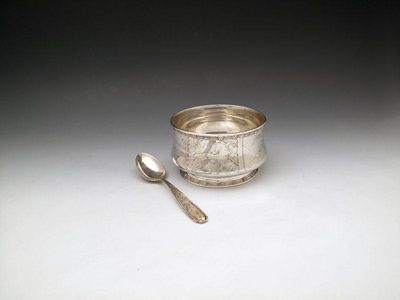 Appraisal: An American silver christening bowl and spoon By Tiffany and