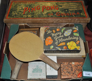 Appraisal: A boxed Jacques Ping Pong set with stretched vellum racquets