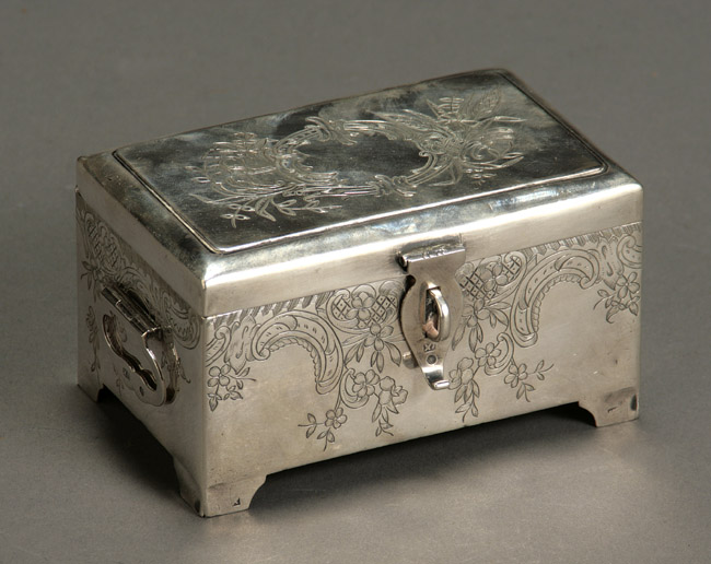 Appraisal: Russian Silver Jewelry Casket Maker's mark Kh P in Cyrillic