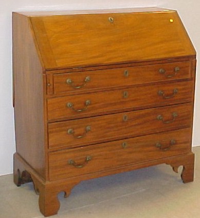 Appraisal: Late th C Chippendale slant lid desk mahogany lid opens