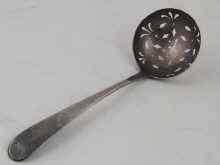 Appraisal: Irish silver An old English pattern Georgian sifter ladle by