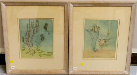 Appraisal: Two Kathleen Macy Finn aquatints ''Seahorses'' and ''Angel Fish'' both