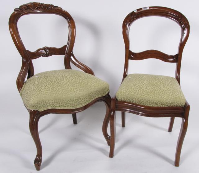 Appraisal: Two period Victorian side chairs walnut with matching upholstered seats