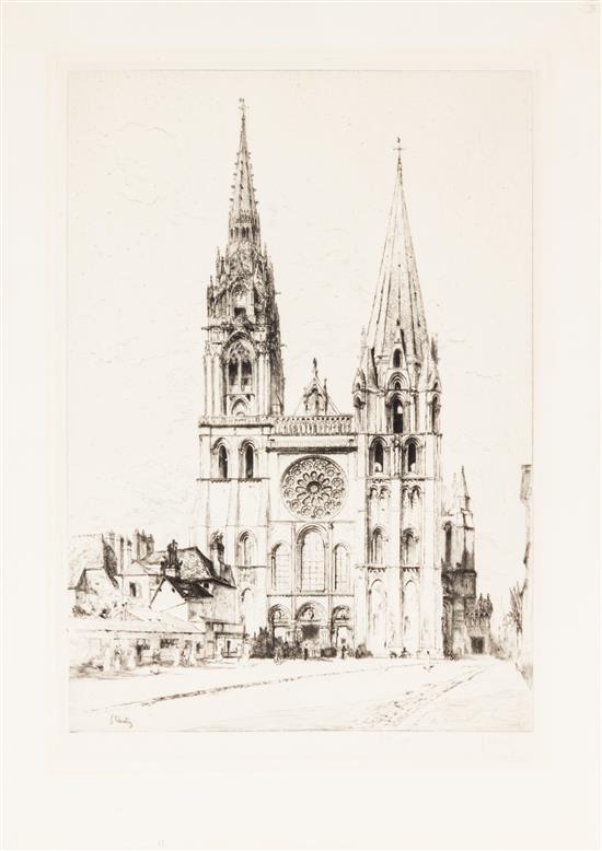 Appraisal: Sale Lot S Ghurty th century Chartes Cathedral etching signed