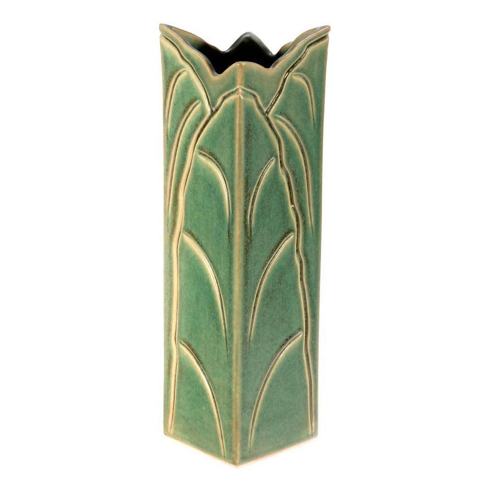 Appraisal: Art Deco Ceramic Vase The tall rectangular vase with an