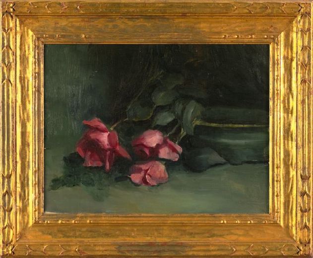 Appraisal: American School Early th Century Still Life with Three Roses