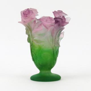 Appraisal: Daum Pate de Verre Rose Vase Daum Pate de Verre