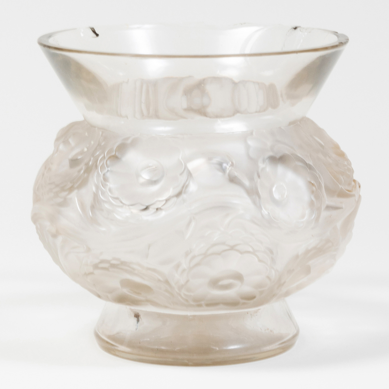 Appraisal: LALIQUE GLASS VASE Acid stamp x in diam Condition A