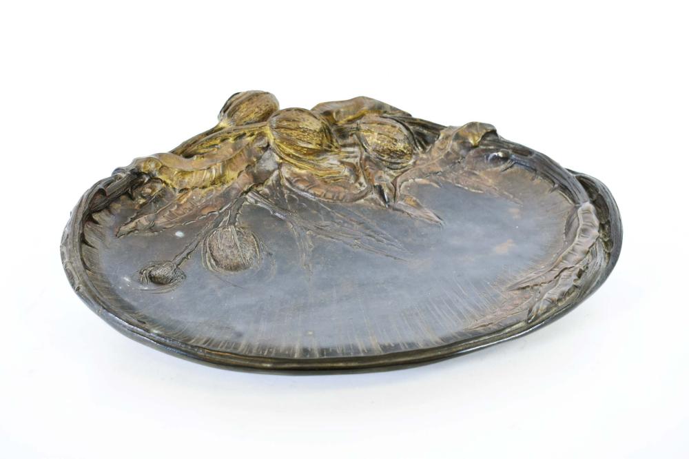 Appraisal: ALBERT MARIONNET FRENCH - BRONZECirca Patinated bronze oval dish shallow