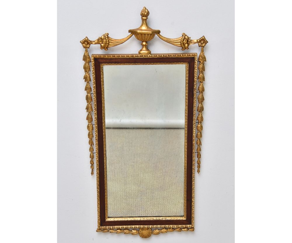 Appraisal: Sheraton Style Mahogany Mirror Sheraton style mahogany mirror with gilt