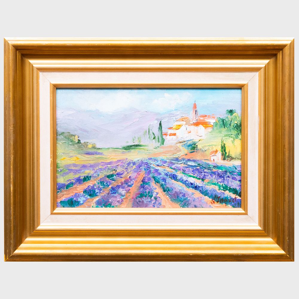 Appraisal: th Century School Lavender Fields Oil on canvas indistinctly signed