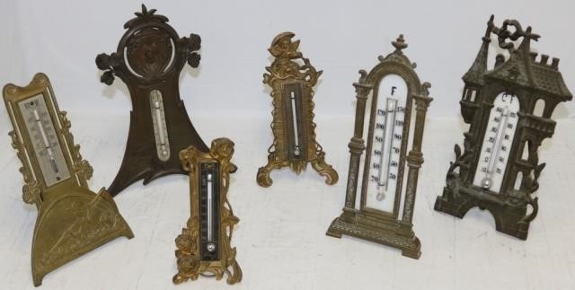 Appraisal: COLLECTION OF SIX LATE TH CENTURY EASEL STYLETHERMOMETERS TO INCLUDE