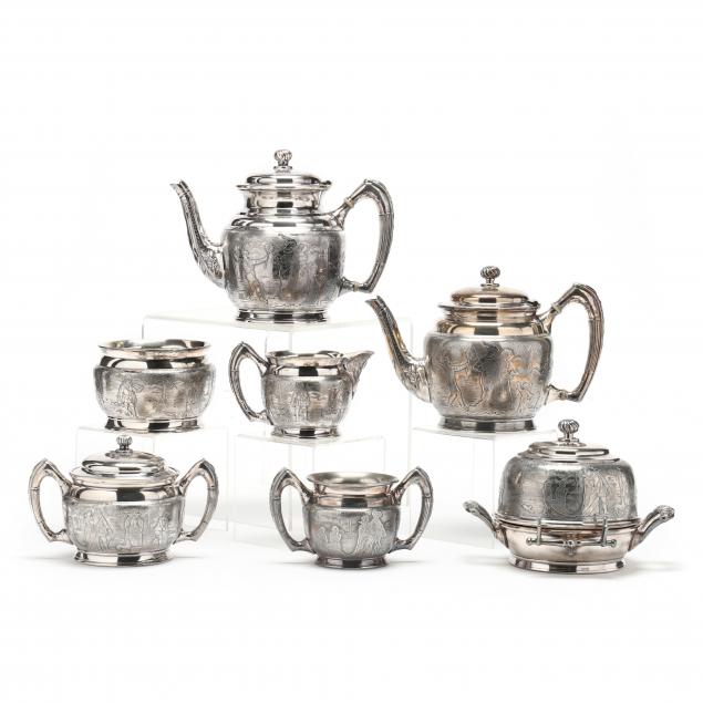 Appraisal: Antique Reed Barton Silverplate Figural Tea and Coffee Service A