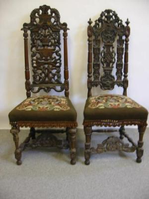 Appraisal: A CARVED WALNUT RESTORATION STYLE SIDE CHAIR th century the