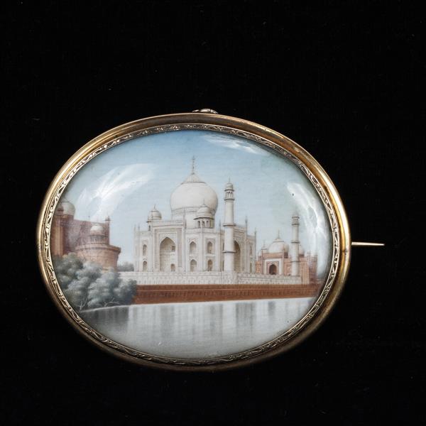 Appraisal: Taj Mahal Hand Painted Miniature Scenic Painting on Ivory K