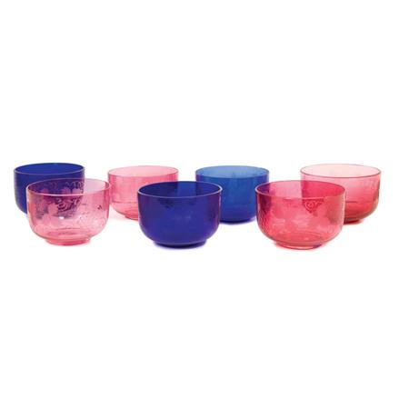 Appraisal: Set of Four Cut Pink Glass Bowls Together with a