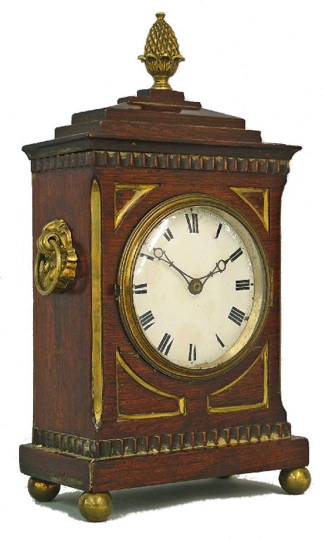 Appraisal: Good small rosewood and ormolu mounted mantel timepiece with floral