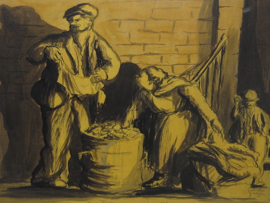 Appraisal: HARRY KEIR Pen and wash 'The Gleaners' signed and entitled