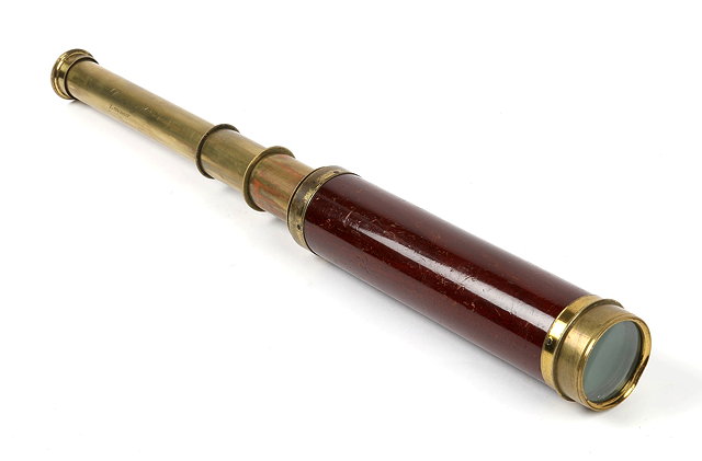 Appraisal: A TH CENTURY BRASS THREE DRAW TELESCOPE by Spencer Browning