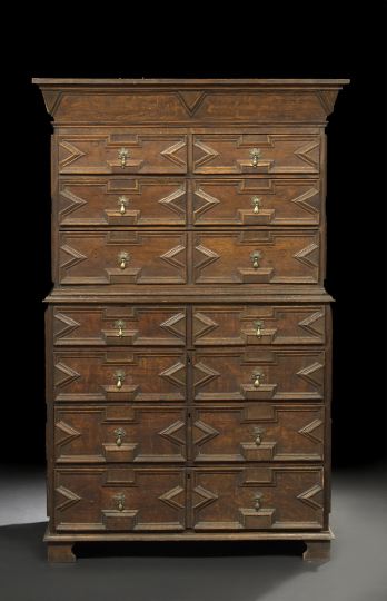 Appraisal: English Oak Chest-on-Chest late th century in the William and