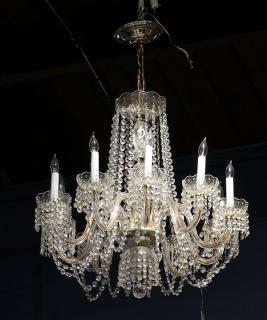 Appraisal: Continental crystal ten light chandelier having crystal swag form prisms