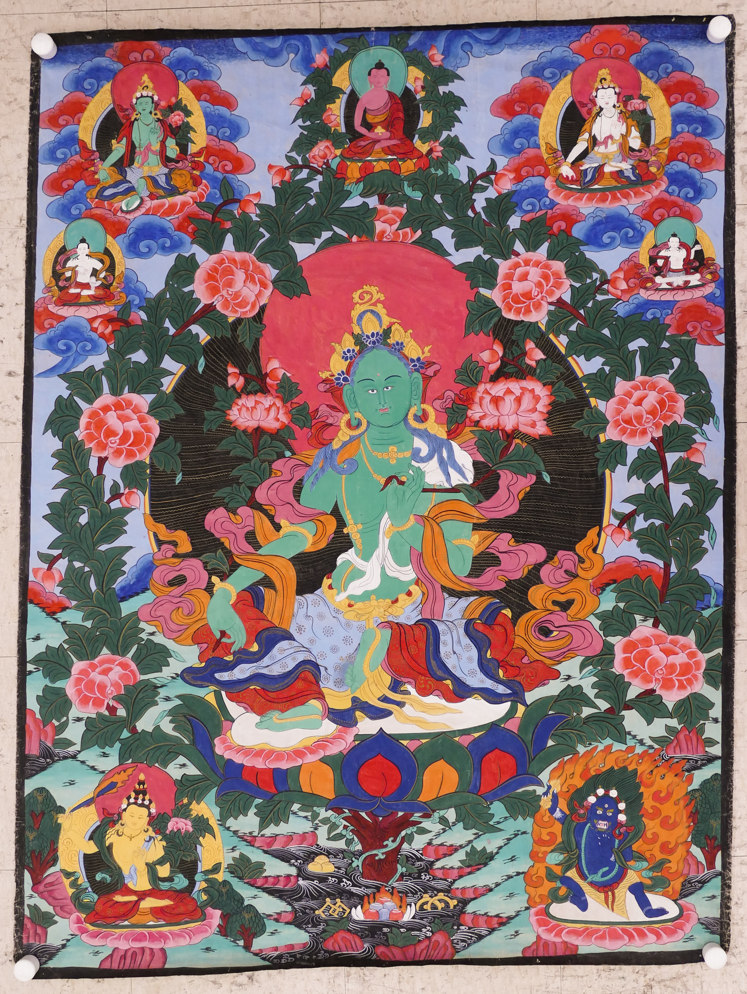 Appraisal: Old Tibetan Painted Large Thangka- x '' rolled