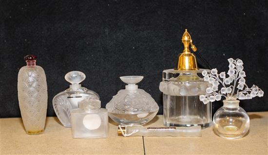 Appraisal: Sale Lot Seven French Molded and Frosted Glass Perfume Articles