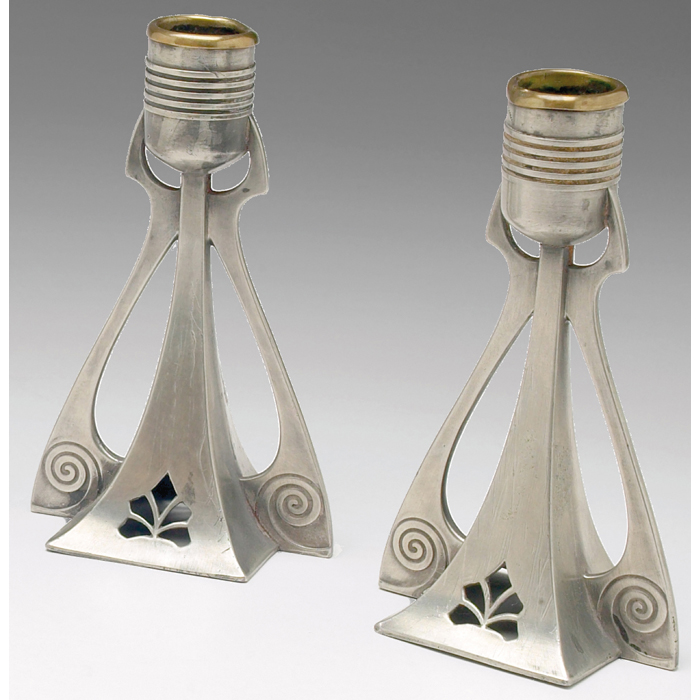 Appraisal: WMF candle holders tapered form in silver metal with open