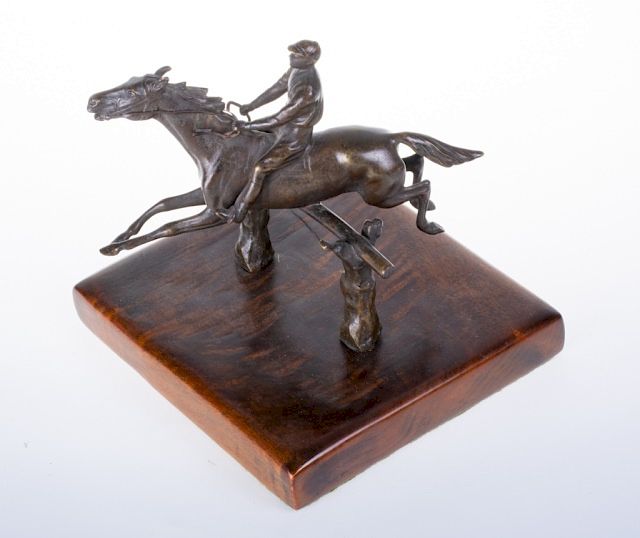 Appraisal: Bronze Equestrian Figure Bronze sculpture depicting a horse and rider