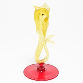 Appraisal: Venetian Glass Dolphin Sculpture in Yellow Red Venetian glass gilt