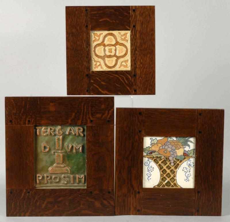 Appraisal: Lot of Framed Tiles Description Includes one Moravian tile with