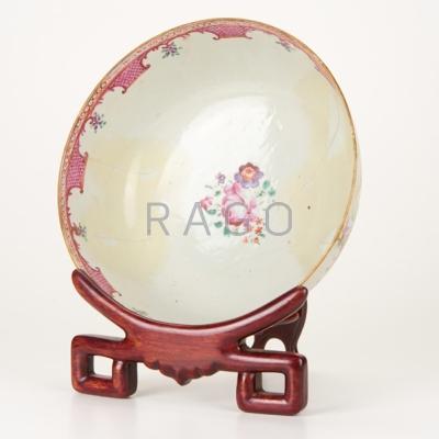 Appraisal: CHINESE EXPORT Porcelain fruit bowl with floral decoration on teak