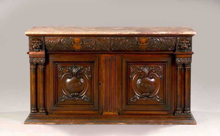 Appraisal: American Late Victorian Carved Walnut and Marble-Top Sideboard fourth quarter