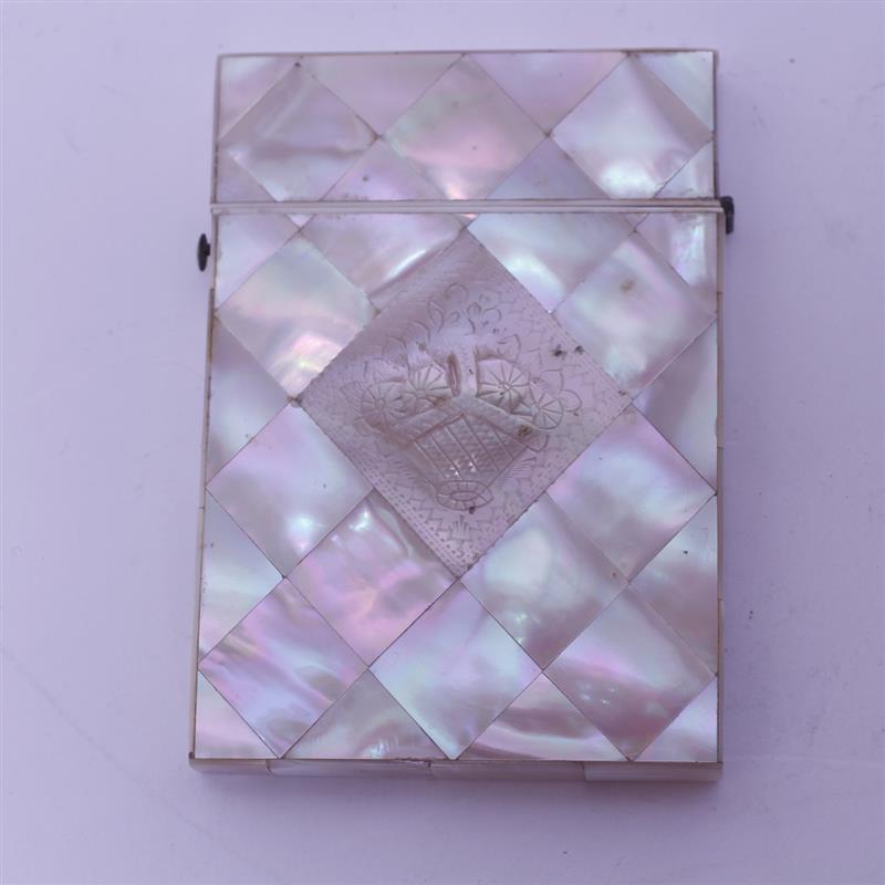 Appraisal: Mother of Pearl card case with engraved design H x