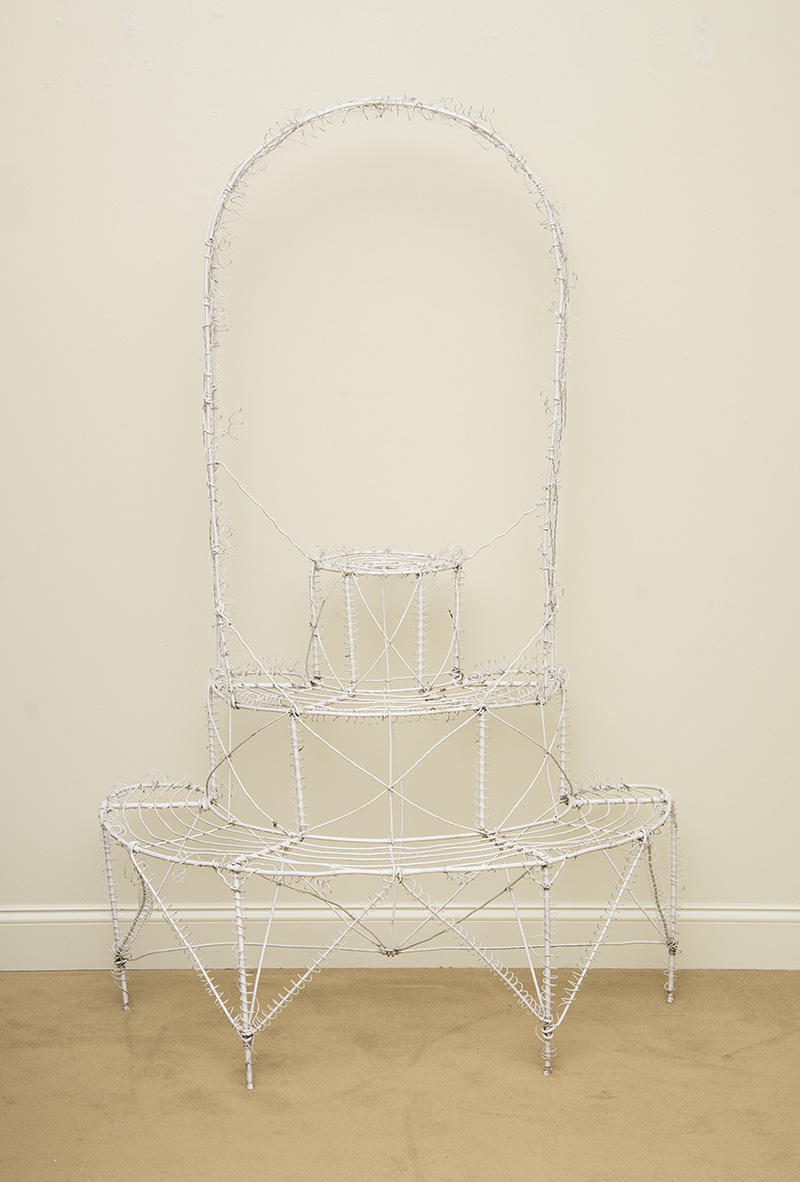 Appraisal: White Painted Wirework Three-Tier Arched Plant Stand x x in