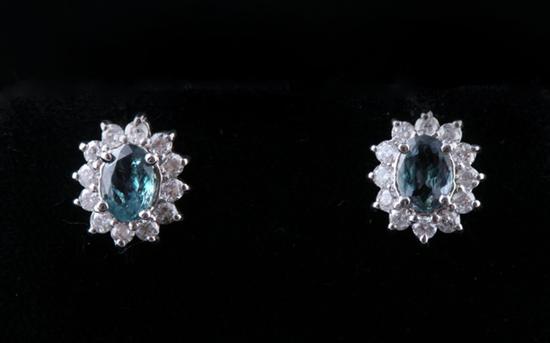 Appraisal: PAIR K WHITE GOLD DIAMOND AND RUSSIAN ALEXANDRITE STUD EARRINGS