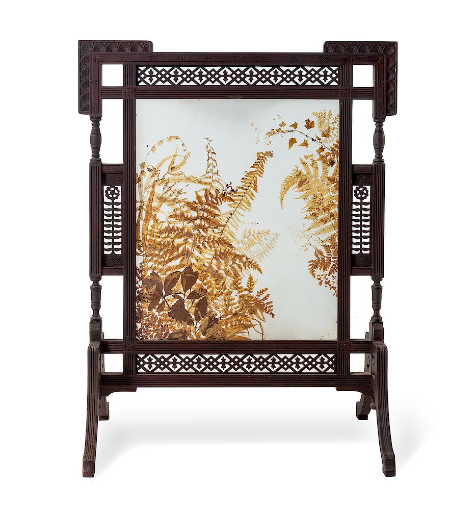 Appraisal: An Eastlake Style Walnut Firescreen An Eastlake Style Walnut Firescreen