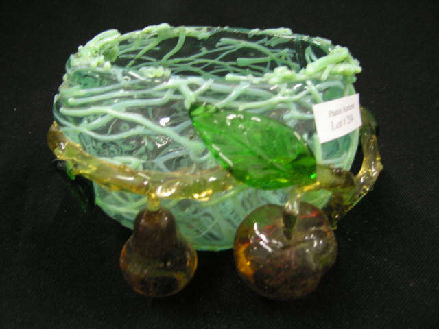 Appraisal: Victorian Art Glass Vase with applied fruits overall threaded design