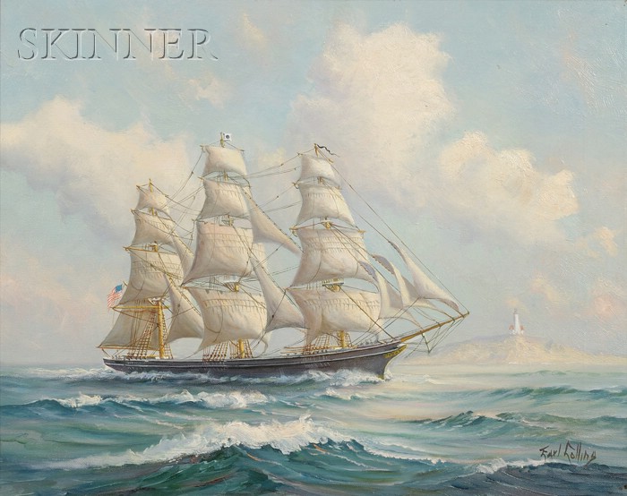 Appraisal: Earl E Collins American - View of a Clipper Ship