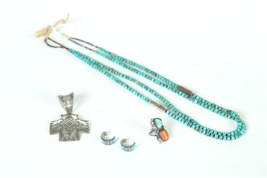 Appraisal: GROUP OF AMERICAN INDIAN JEWELRY Twentieth century Navajo turquoise and