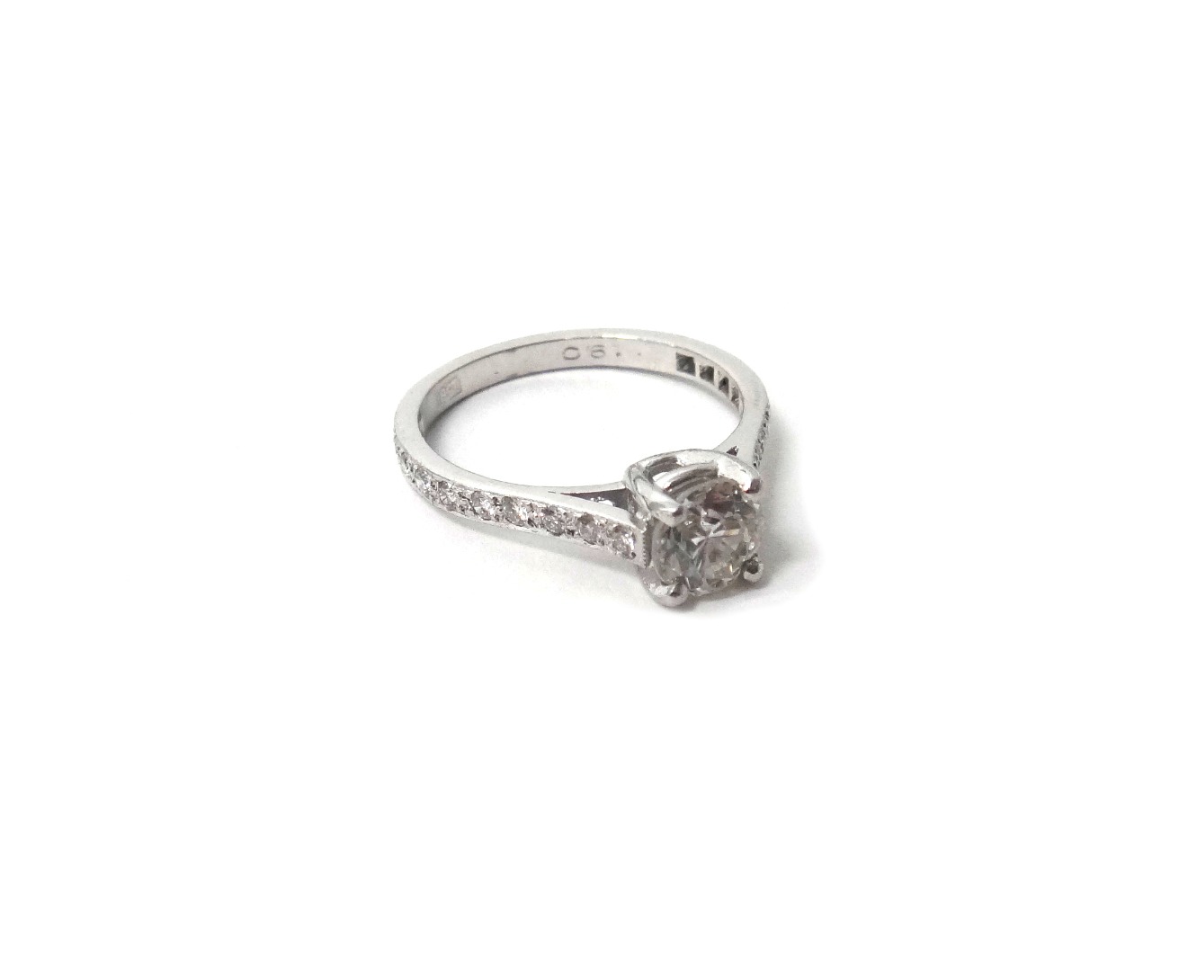 Appraisal: A white gold and diamond set ring claw set with