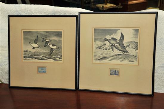 Appraisal: TWO FEDERAL DUCK STAMP PRINTS ''Buffleheads in Flight'' print by