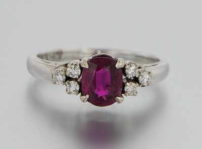 Appraisal: A Ladies' Pink Sapphire and Diamond Ring k white gold