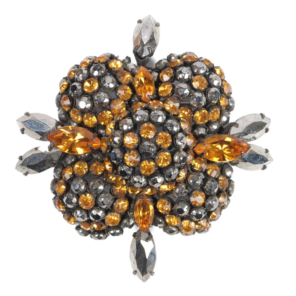 Appraisal: SCHREINER VERIFIED LARGE DOMED MULTI LAYERED SMOKE AND TOLD RHINESTONE