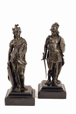 Appraisal: Two late th century bronze figures Hercules and Minerva on