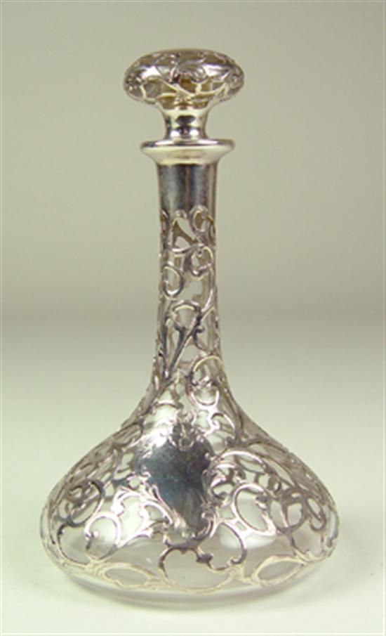 Appraisal: Glass Dresser Bottle with Gorham Sterling Overlay Colorless glass bottle