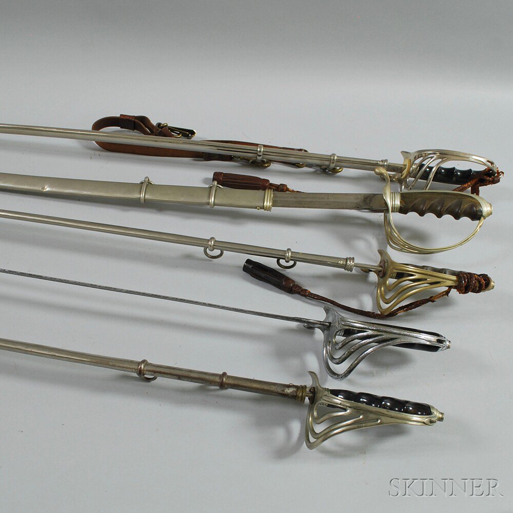 Appraisal: Five Model Officer's Swords four with steel scabbards all with