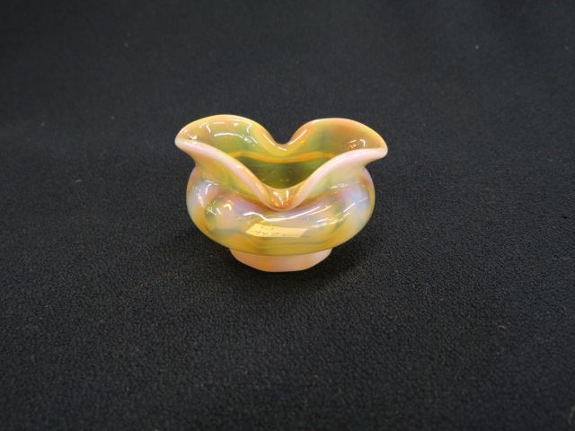 Appraisal: Monot Stumpf French Art Glass Salt Cellar golden opalescent ribbed